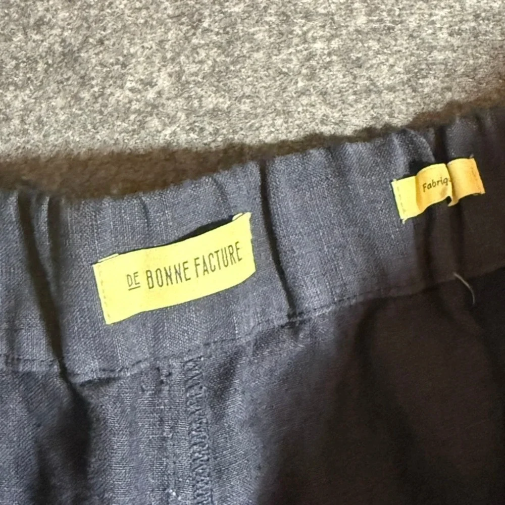 De Bonne Facture Navy 100% Linen Easy Trousers Made in France Men Sz 50 US 34